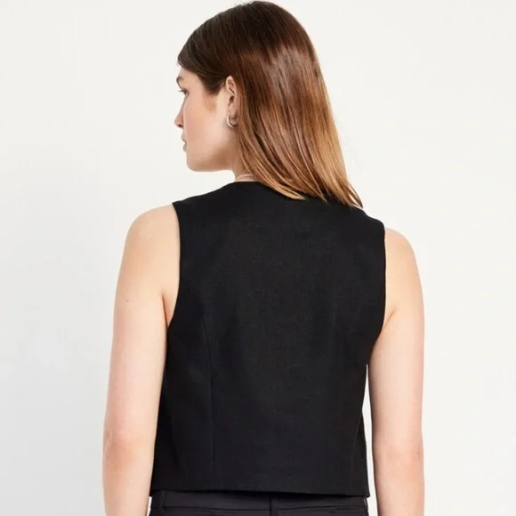 Old Navy Women’s Linen Blend Black Vest - Picture 2 of 6